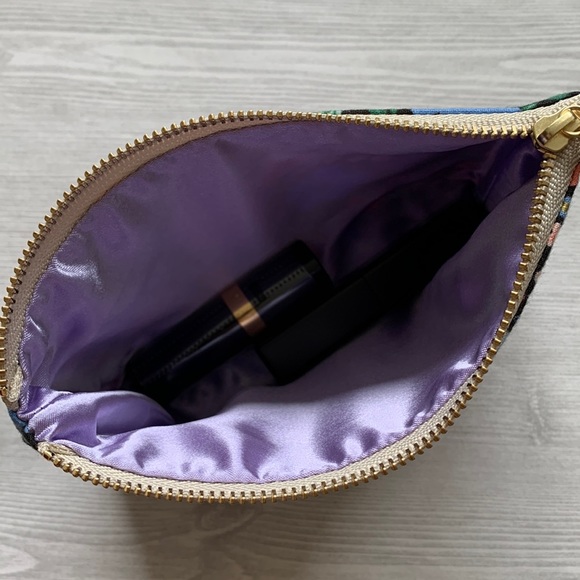 Small Zipper Pouch by Rifle Paper Co. Wild Rose Metallic Black Fabric - Picture 8 of 10